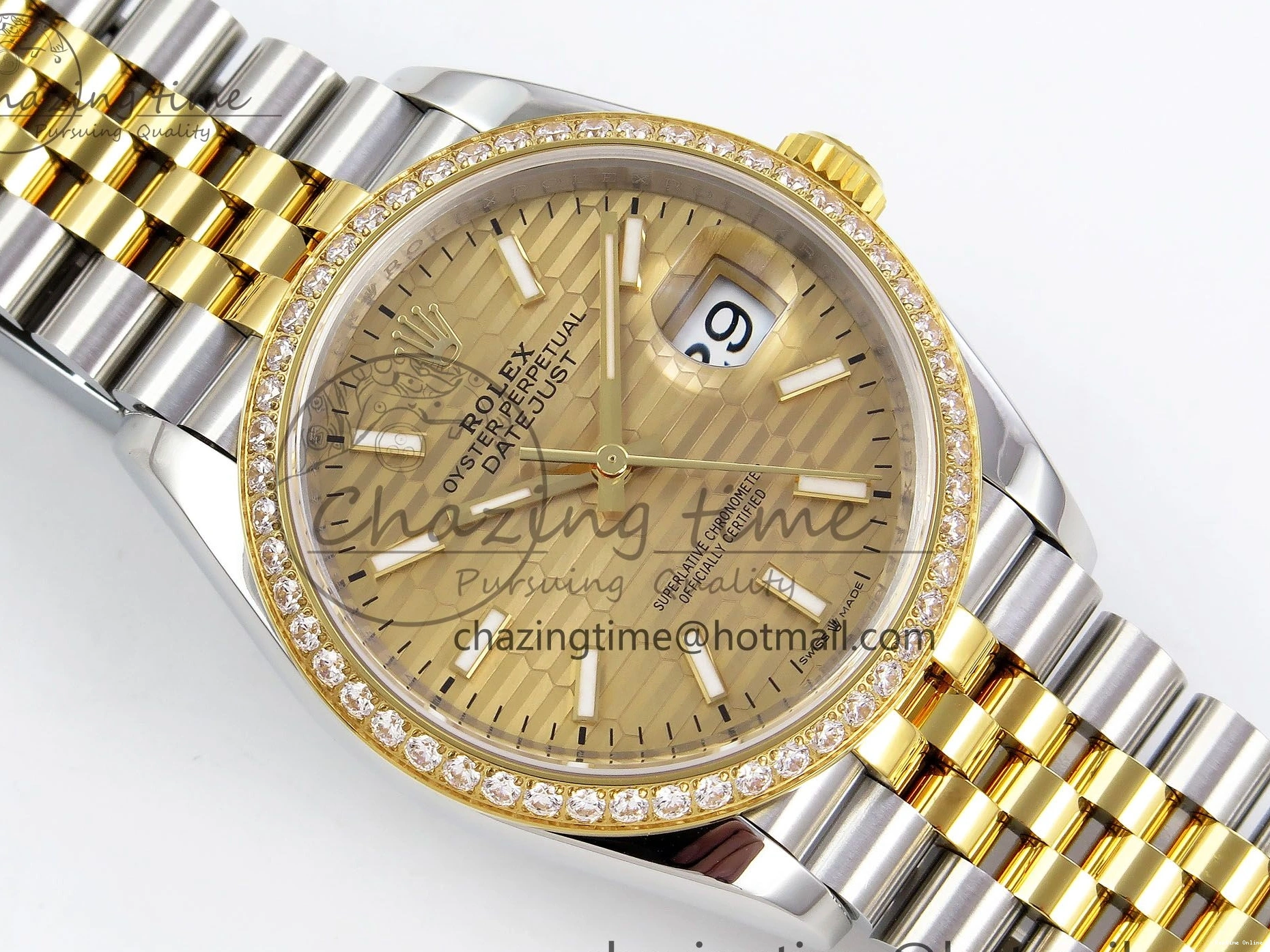 0223 Minimalist DateJust 36 SS 126283rbr VSF 1:1 Best Edition 904L Steel YG Textured Dial on Jubilee Bracelet VS 1378